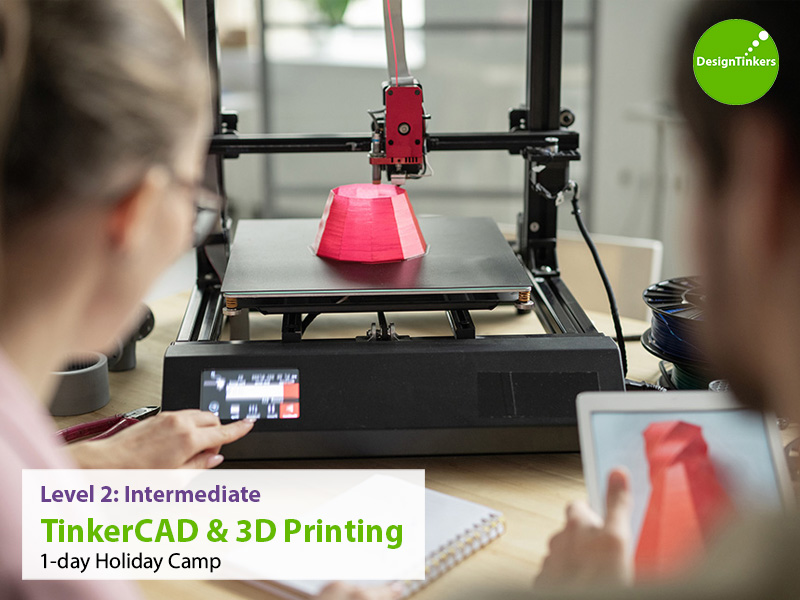 DesignTinkers June Holiday Camps 2024: Level 2: Intermediate TinkerCAD + 3D Printing (May)